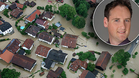 Erinnert an die schrecklichen Bilder des Hochwassers 2013: eine Luftaufnahme aus Simbach am Inn im Landkreis Rottal-Inn. Die AZ hat mit dem Diplom-Meteorologen Dominik Jung gesprochen.