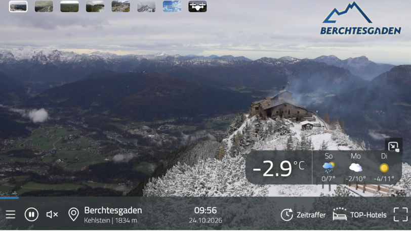Blick vom Kehlsteingipfel auf das Kehlsteinhaus im Berchtesgadener Land. Blick vom Kehlsteingipfel auf das Kehlsteinhaus im Berchtesgadener Land.