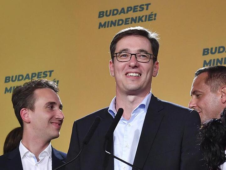 Gergely Karacsony, der siegreiche Kandidat der Opposition, nach der Bürgermeisterwahl in Budapest.