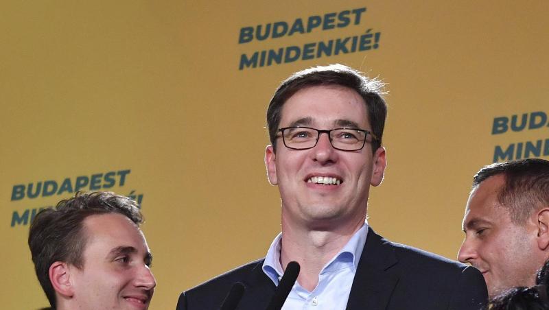 Gergely Karacsony, der siegreiche Kandidat der Opposition, nach der Bürgermeisterwahl in Budapest. Gergely Karacsony, der siegreiche Kandidat der Opposition, nach der Bürgermeisterwahl in Budapest.