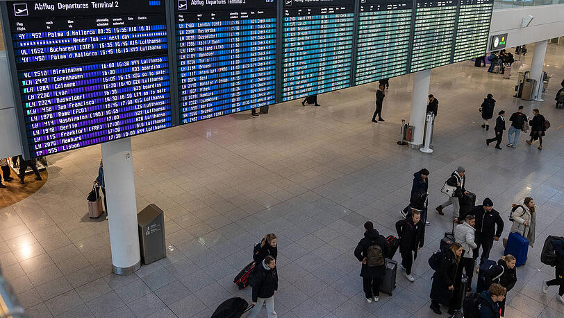 Die Abflughalle am M&uuml;nchner Flughafen.