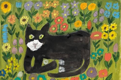 Naive Malerei steht nicht nur bei den kleinen Museumsbesuchern hoch im Kurs: eine Katze von Max Raffler.