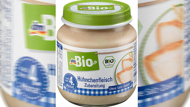 Rückrufaktion: dm-Kunden, die Babynahrung "dmBio Hühnchenfleisch Zubereitung nach dem 4. Monat 125g" gekauft haben, sollen das Produkt zurückbringen. Rückrufaktion: dm-Kunden, die Babynahrung "dmBio Hühnchenfleisch Zubereitung nach dem 4. Monat 125g" gekauft haben, sollen das Produkt zurückbringen.