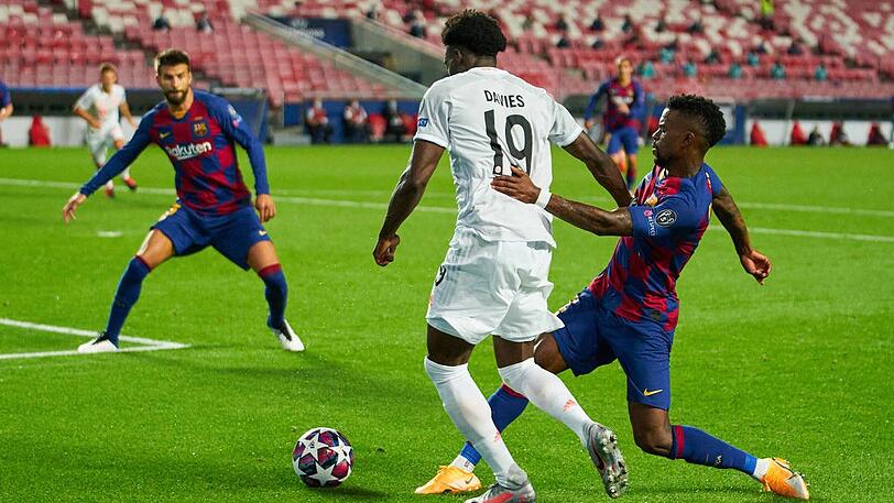 Gala-Auftritt: Bayerns Alphonso Davies vernascht Nélson Semedo und bereitet das 5:2 durch Joshua Kimmich vor.