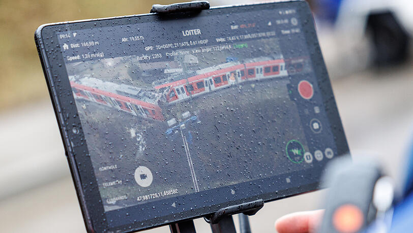 Das Live-Bild einer Drohne vom Technischen Hilfswerk (THW).