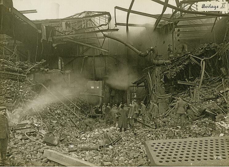 Explosion eines Wasserrohrkessels 1916 in Nürnberg.