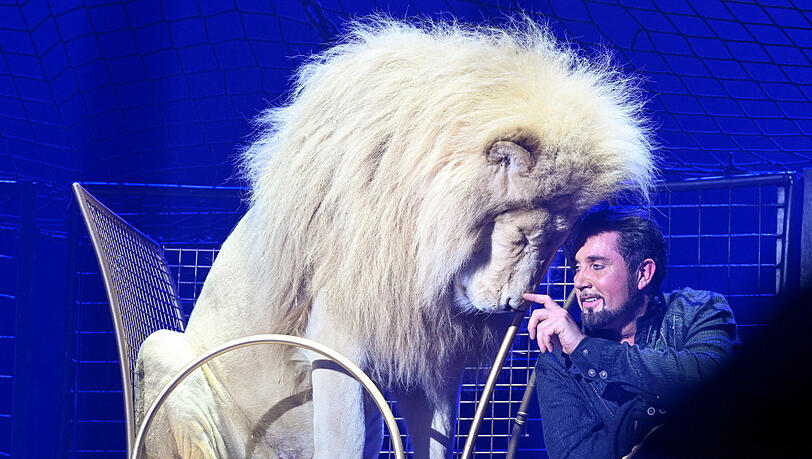 Seine Raubtier-Show ist bereits legendär, preisgekrönt ohnehin: Zirkusdirektor und Raubtierlehrer Martin Lacey, der auch der Premiere wieder mit seinen Löwen und Tigern schmuste.