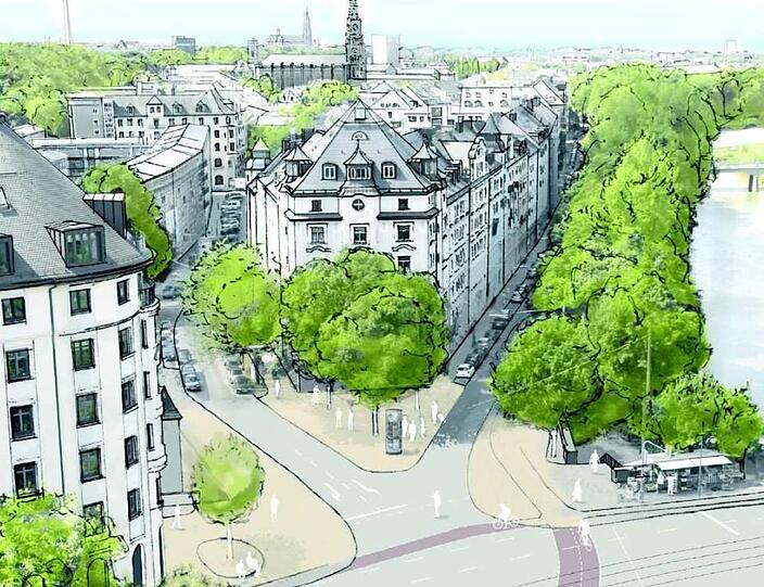 Vor den Museum-Lichtspielen: Asphalt pur. Jetzt sollen ein paar Fahrspuren gestrichen werden.