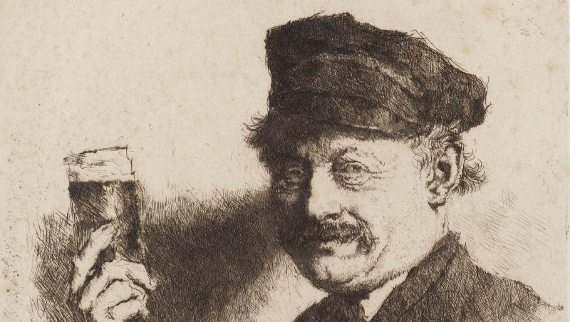 Die Radierung "Der Trinker" von Wilhelm Leibl. Die Radierung "Der Trinker" von Wilhelm Leibl.