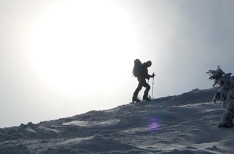 Idylle beim Skitouren Aufstieg auf den Karwendel.