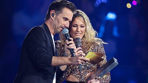 Helene Fischer und Florian Silbereisen begrüßten sich im Berliner Velodrom.