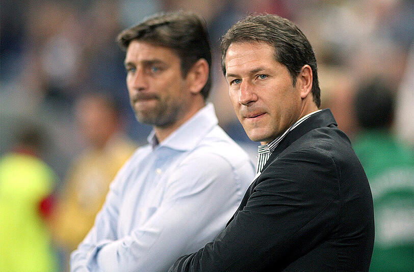 Gemeinsam bei Sturm Graz - gibt's beim TSV 1860 eine Fortsetzung der Zusammenarbeit: Franco Foda und 1860-Sportchef Oliver Kreuzer im Hintergrund.