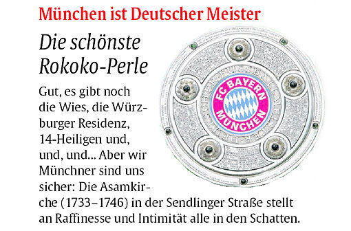 Herzlichen Glückwunsch! Zum 23. Mal ist der FC Bayern Deutscher Meister!  München hat aber nicht nur im Fußball die Nase vorn &ndash; wo wir noch vorne liegen, sehen Sie hier.