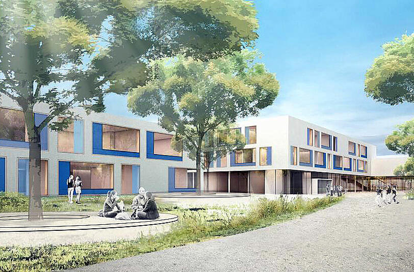 Das neue Gymnasium im Norden &ndash; hier noch in der Simulation.