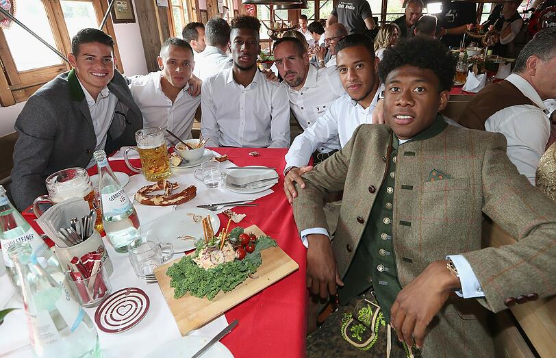 James Rodriguez, Rafinha, Kingsley Coman, Franck Ribery, Corentin Tolisso und David Alaba