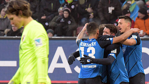 Jubel bei Hoffenheim: Die TSG ist die einzige Mannschaft, die in der Hinrunde keine einzige Niederlage einstecken musste.