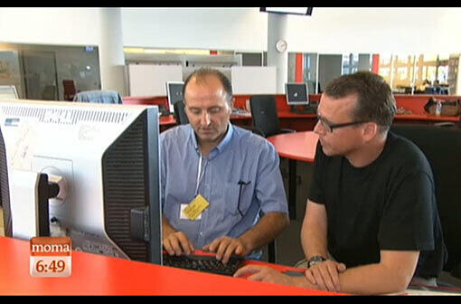 Der stellvertretende AZ-Chefredakteur Georg Thanscheidt (r.) mit dem NSU-Reporter Rahmi Turan von der türkischen Zeitung "Sabah".