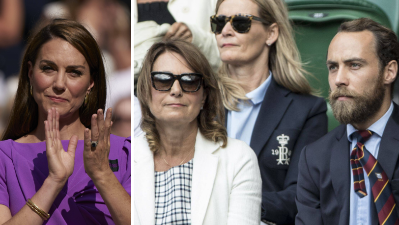Prinzessin Kate hat einen Bruder namens James Middleton (l.). Dieser packt nun über seine Eltern Carole (M.) und Michael Middleton aus.