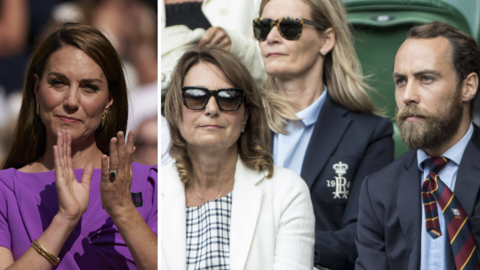 Prinzessin Kate hat einen Bruder namens James Middleton (l.). Dieser packt nun über seine Eltern Carole (M.) und Michael Middleton aus.