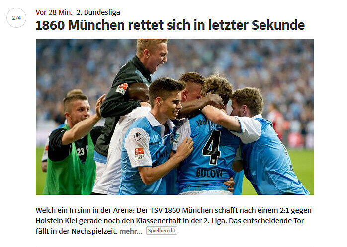 Die Pressestimmen zum Relegationsspiel zwischen dem TSV 1860 München und Holstein Kiel zum Durchklicken.