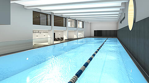 In dem neuen Fitnessstudio am Hirschgarten soll es auch ein Schwimmbecken geben.