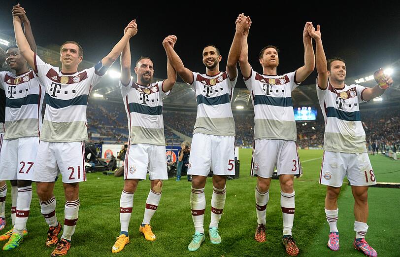 Die Bayern entzaubern die Römer - Der Jubel nach dem 7:1-Sieg.