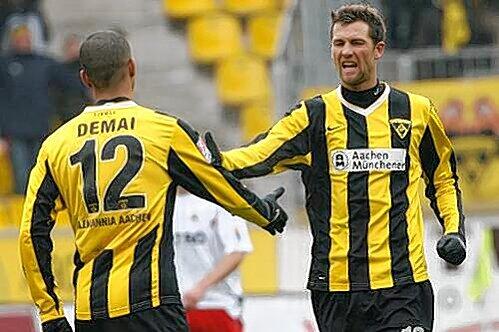 Nur Tribünengast beim Wiedersehen: Thorsten Burkhardt (hier mit Alemannias Demai).