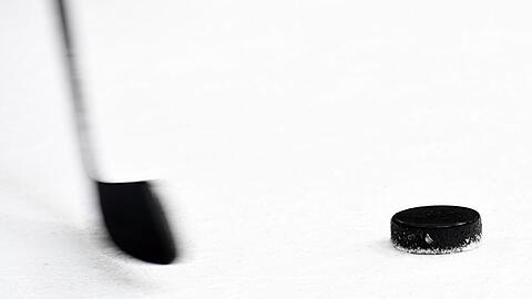 Ein Puck und ein Eishockeyschläger. Foto: Tobias Hase/Archivbild