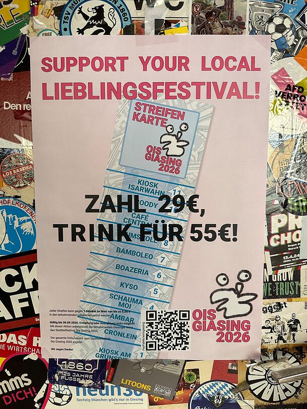 Erstmals beim OisGiasing! Die Streifenkarte, deren gesamter Erl&ouml;s dem Festival gespendet wird.