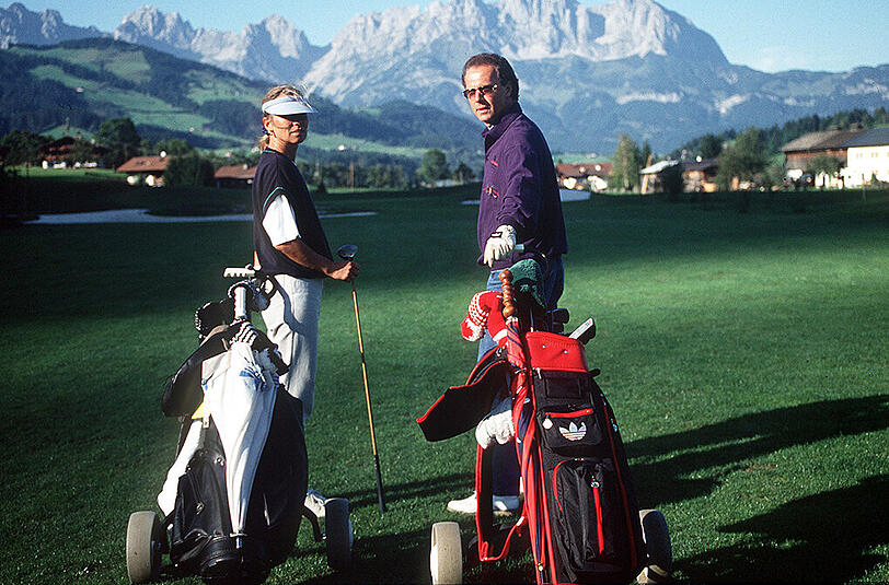 Am Wilden Kaiser: Franz mit Sibylle beim Golf.