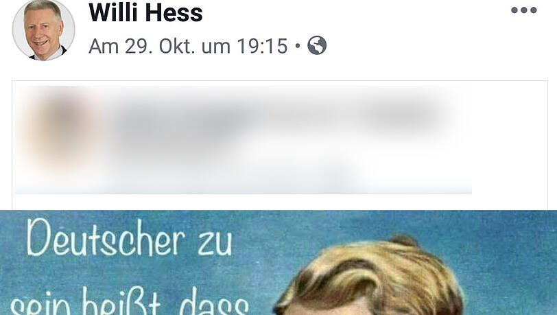 Den Post auf Facebook hat Hess mittlerweile wieder gelöscht. Den Post auf Facebook hat Hess mittlerweile wieder gelöscht.