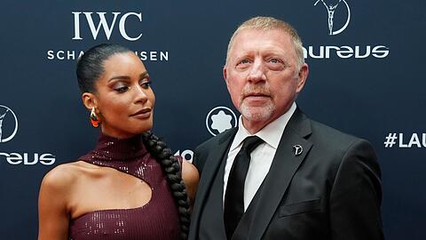Boris Becker (r) und seine Partnerin Lilian de Carvalho Monteiro bei den Laureus Sports Awards.