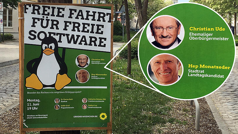 Altes Duo: Ude und Monatzeder auf dem Plakat, das die Genossen erzürnt.