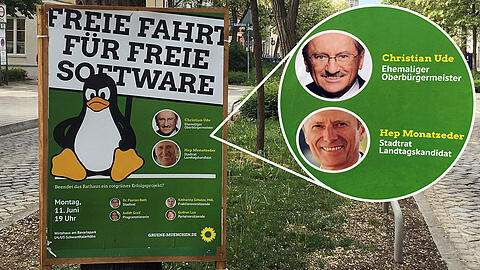 Altes Duo: Ude und Monatzeder auf dem Plakat, das die Genossen erzürnt.