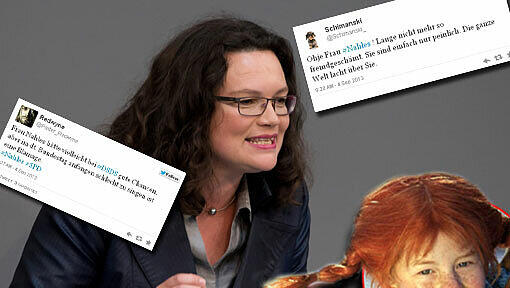 Andrea Nahles erntet für ihre Gesangseinlage im Bundestag viel Spott bei Twitter. Andrea Nahles erntet für ihre Gesangseinlage im Bundestag viel Spott bei Twitter.