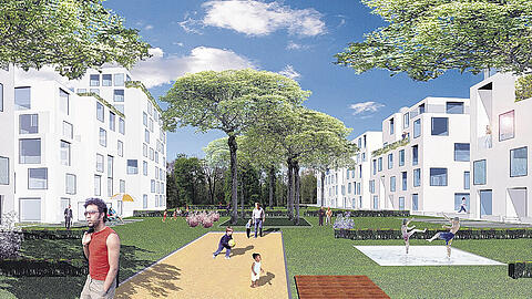 Ein neues Wohn-Quartier für 2500 Menschen: Im Agfa-Park wurde bei der Planung auf viel Grün geachtet.