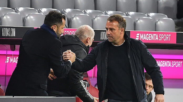 Flick (r.) und Salihamidzic klatschen ein.