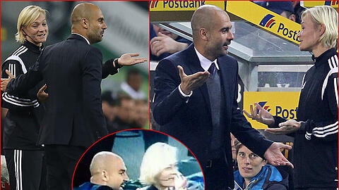 Hitzige Debatte zwischen Pep Guardiola und Bibiana Steinhaus beim 0:0 Borussia Mönchengladbach. Die Bilder einer skurrilen Szene abseits des Platzes.
