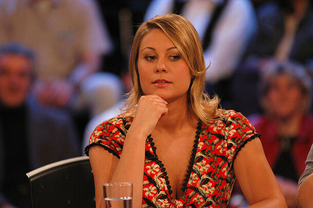 Ruth Moschner w&auml;hrend einer RTL-Sendung im Januar 2004.