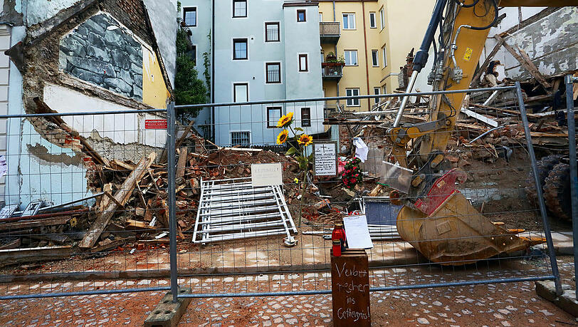 Das abgerissene Uhrmacherhäusl in Giesing.