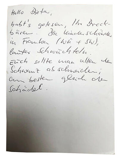 Diese Karte wurde an Dietmar Holzapfel, Wirt der Deutschen Eiche geschickt.