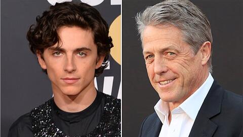 Timothée Chalamet (li.) und Hugh Grant sind Ende des Jahres in "Wonka" zu sehen.