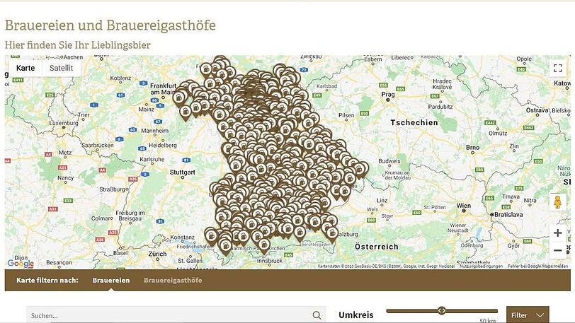Zur Wiedereröffnung der Gastronomie-Außenbereiche und Biergärten am Montag hat der Bayerische Brauerbund den "Bierfinder" online gestellt.