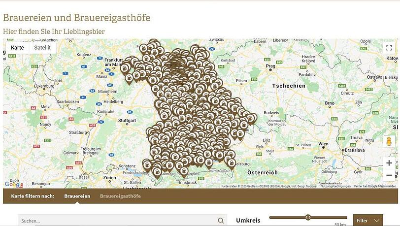 Zur Wiedereröffnung der Gastronomie-Außenbereiche und Biergärten am Montag hat der Bayerische Brauerbund den "Bierfinder" online gestellt. Zur Wiedereröffnung der Gastronomie-Außenbereiche und Biergärten am Montag hat der Bayerische Brauerbund den "Bierfinder" online gestellt.