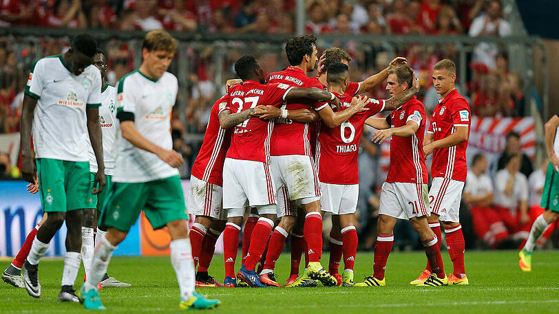 Ein halbes Dutzend: Im Hinspiel gewinnt der FC Bayern gegen völlig überforderte Bremer mit 6:0.