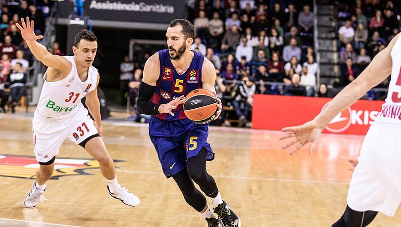 Pau Ribas vom FC Barcelona zieht durch beim EuroLeague-Match gegen den FC Bayern. Pau Ribas vom FC Barcelona zieht durch beim EuroLeague-Match gegen den FC Bayern.