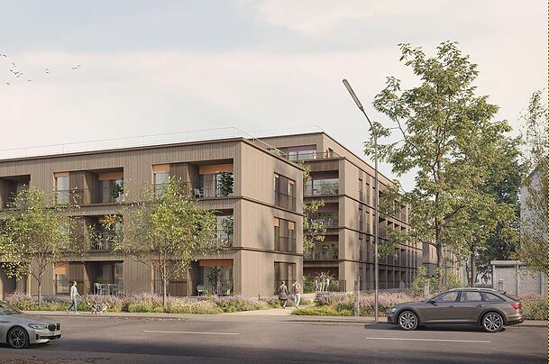 Kompakte Gebäude, Wohnungen mit Balkon oder Terrasse: das Projekt Charlie. Kompakte Gebäude, Wohnungen mit Balkon oder Terrasse: das Projekt Charlie.