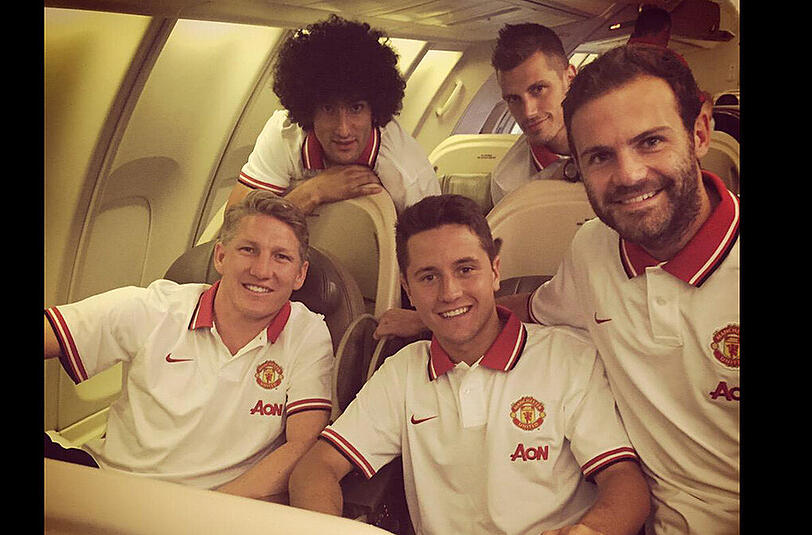 Kurz vor dem Abflug: Schweinsteiger, Herrera, Fellaini, Schneiderlin und Mata