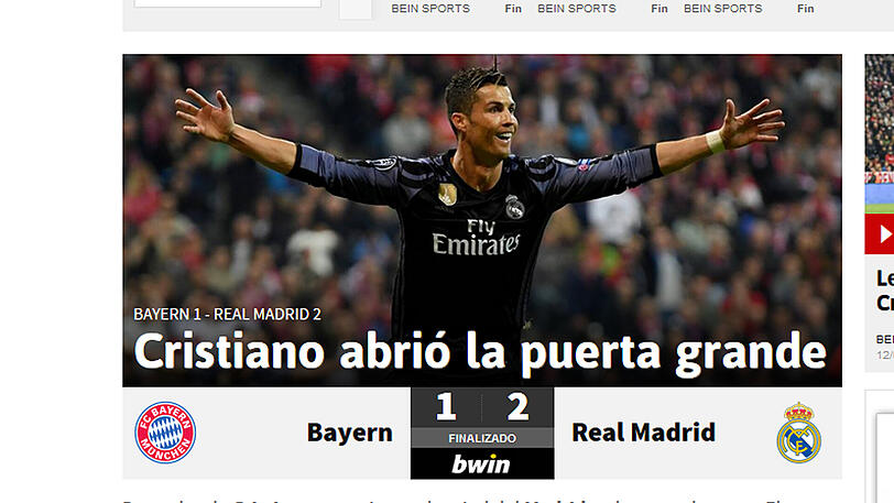 Ganz anders natürlich die Reaktionen in Spanien: Für "AS" öffnet Cristiano ganz weit die Türe.