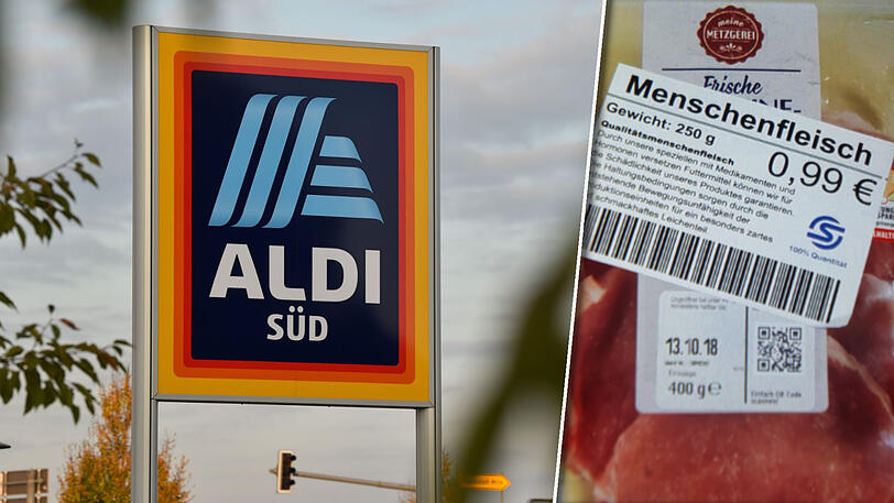 Diese Packung Fleisch ist am Montag in einer Aldi-Filiale in München gefunden worden.